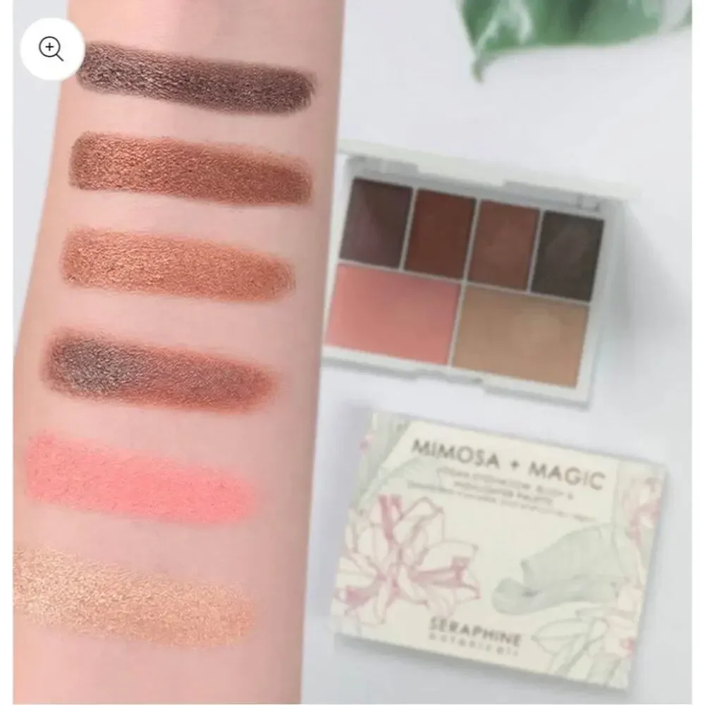 seraphine botanicals mimosa + magic vegan eyeshadow blush highlighter palette